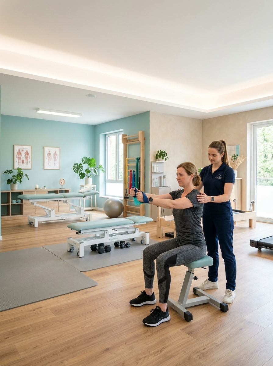 Dr. Specialist Kinetoterapeut în timpul unei ședințe de kinetoterapie